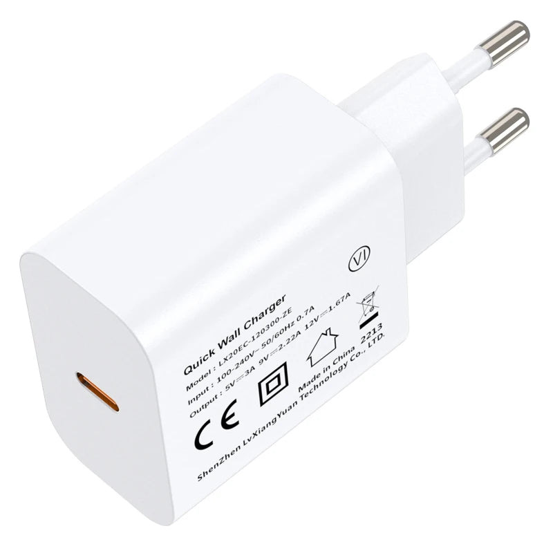 Ultra Slim USB-C PD 20W Fast Charger CE Mark All Mobile Phone