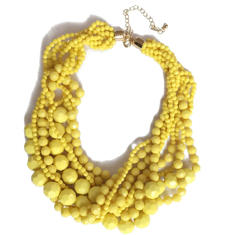 New Fashion Choker Statement Braided Acrylic Beaded Necklace for Women Short Jewelry for Women Party
