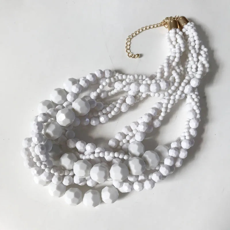 New Fashion Choker Statement Braided Acrylic Beaded Necklace for Women Short Jewelry for Women Party