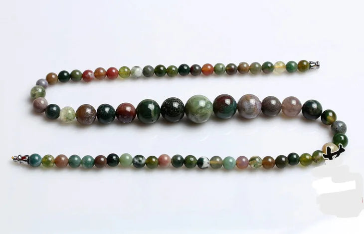 Indian Onyx Nature Stone Necklace for Women 6/8/10/12/14mm Quartz Semi-Precious Stone Beaded Necklace,Party Gift