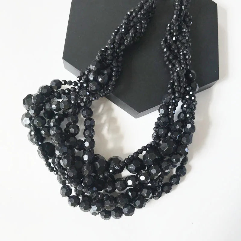 New Fashion Choker Statement Braided Acrylic Beaded Necklace for Women Short Jewelry for Women Party