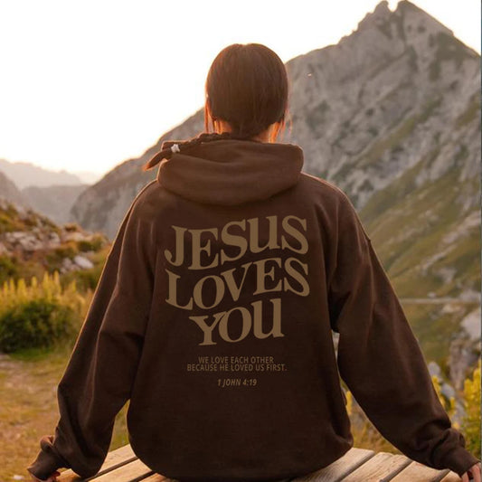 Christian Hooded Sweatshirt Jesus Pullover Bible Verse Aesthetic Clothing