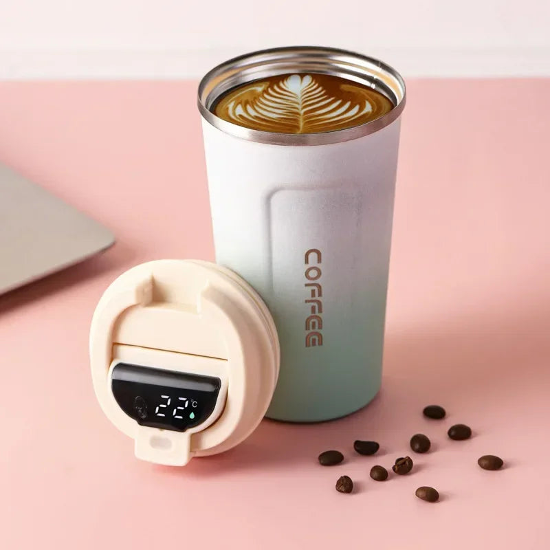 Stainless Steel Coffee Cup Temperature Display Vacuum Flask