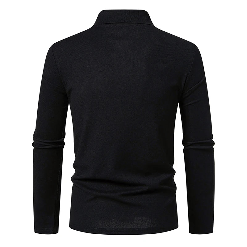 Casual Polo Shirt Men Fashion Paisley Color Block Long-Sleeve Men's New Autumn Business Polo Shirts Solid Color Hip Hop Top Tees