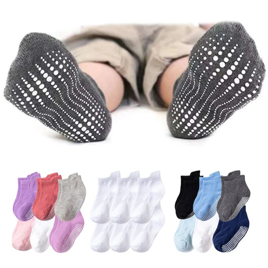 6 Pairs/Lot 0 to 6 Yrs - Low Cut Floor Kid Sock With Rubber Grips Four Season