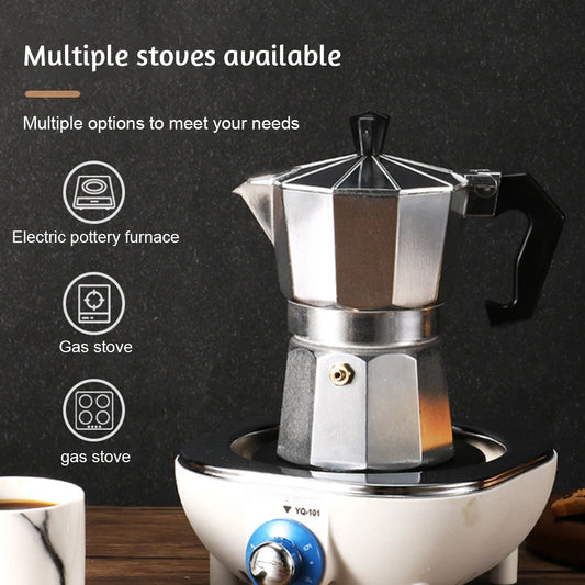 Octagonal Moka Pot Aluminum/Stainless Steel Stovetop
