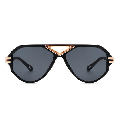 Sunglasses- Geometric Retro Round Vintage Fashion Aviator Sunglasses