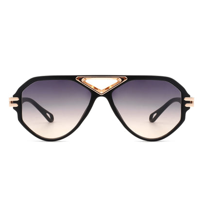 Sunglasses- Geometric Retro Round Vintage Fashion Aviator Sunglasses