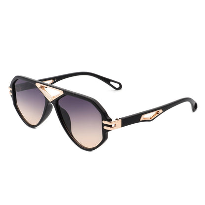 Sunglasses- Geometric Retro Round Vintage Fashion Aviator Sunglasses