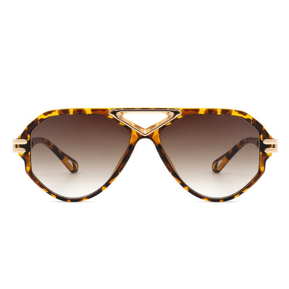 Sunglasses- Geometric Retro Round Vintage Fashion Aviator Sunglasses