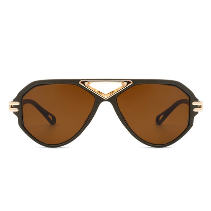Sunglasses- Geometric Retro Round Vintage Fashion Aviator Sunglasses