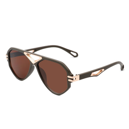 Sunglasses- Geometric Retro Round Vintage Fashion Aviator Sunglasses