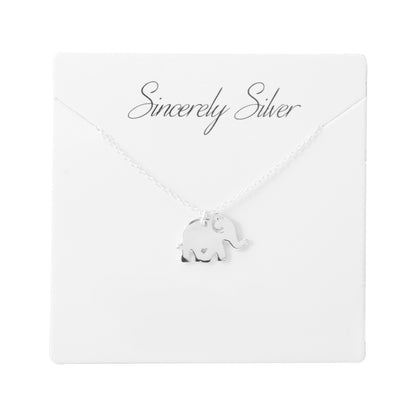 Elephant Necklace - Solid Sterling Silver Jewelry