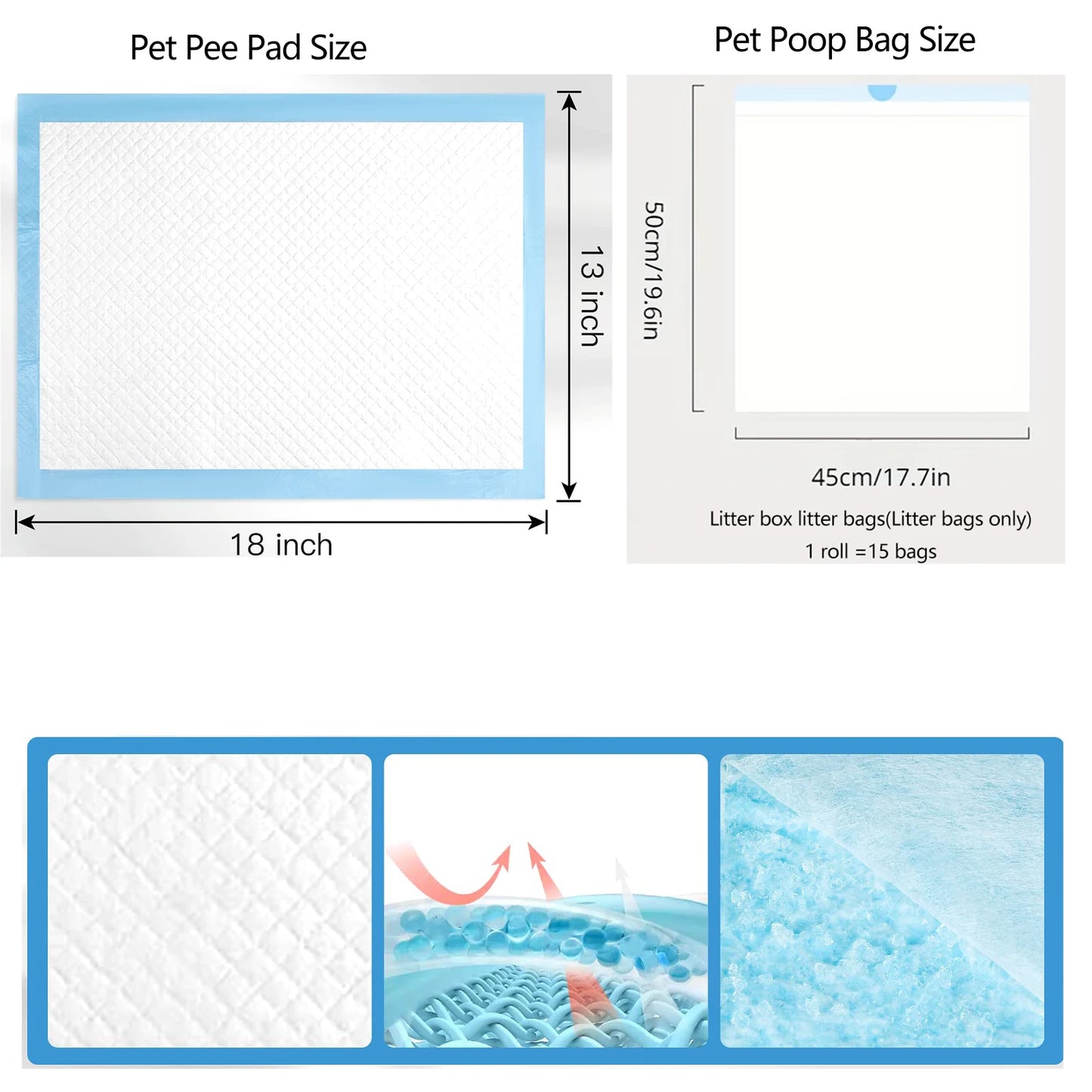 100pcs Disposable Puppy Training Pads Pee for Dogs Cats Rabbits Guinea Pigs