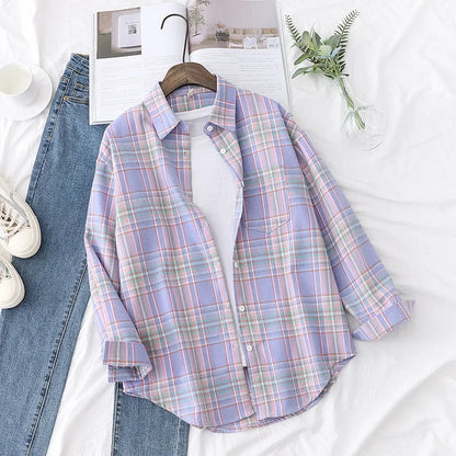 Ladies Tops Exquisite Designer Style Loose Cotton Long Sleeve Blouse