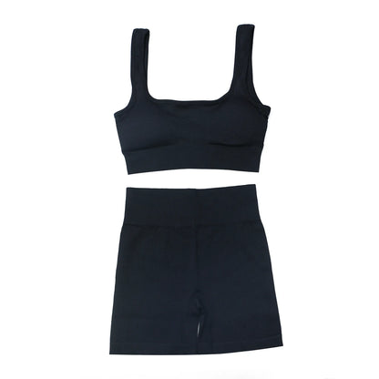 90% Nylon Elastic Sportswear Athletic Workout Set Women Bra Shorts Active Wear