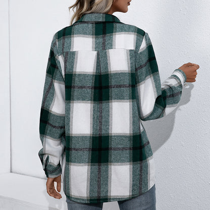 Long Shirts Button Down Plaid Blouse