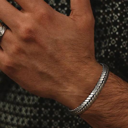 Men's Bracelet,Old Oxidized Gray Braided Cuff Bracelets
