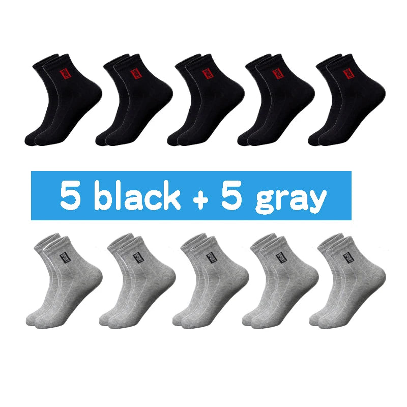 10Pairs High Quality Men Socks Cotton Breathable Sweat-Absorbent Black Socks