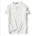 Vintage Cotton Linen Half Sleeve Men's Thin Linen Breathable Sweat T-shirts