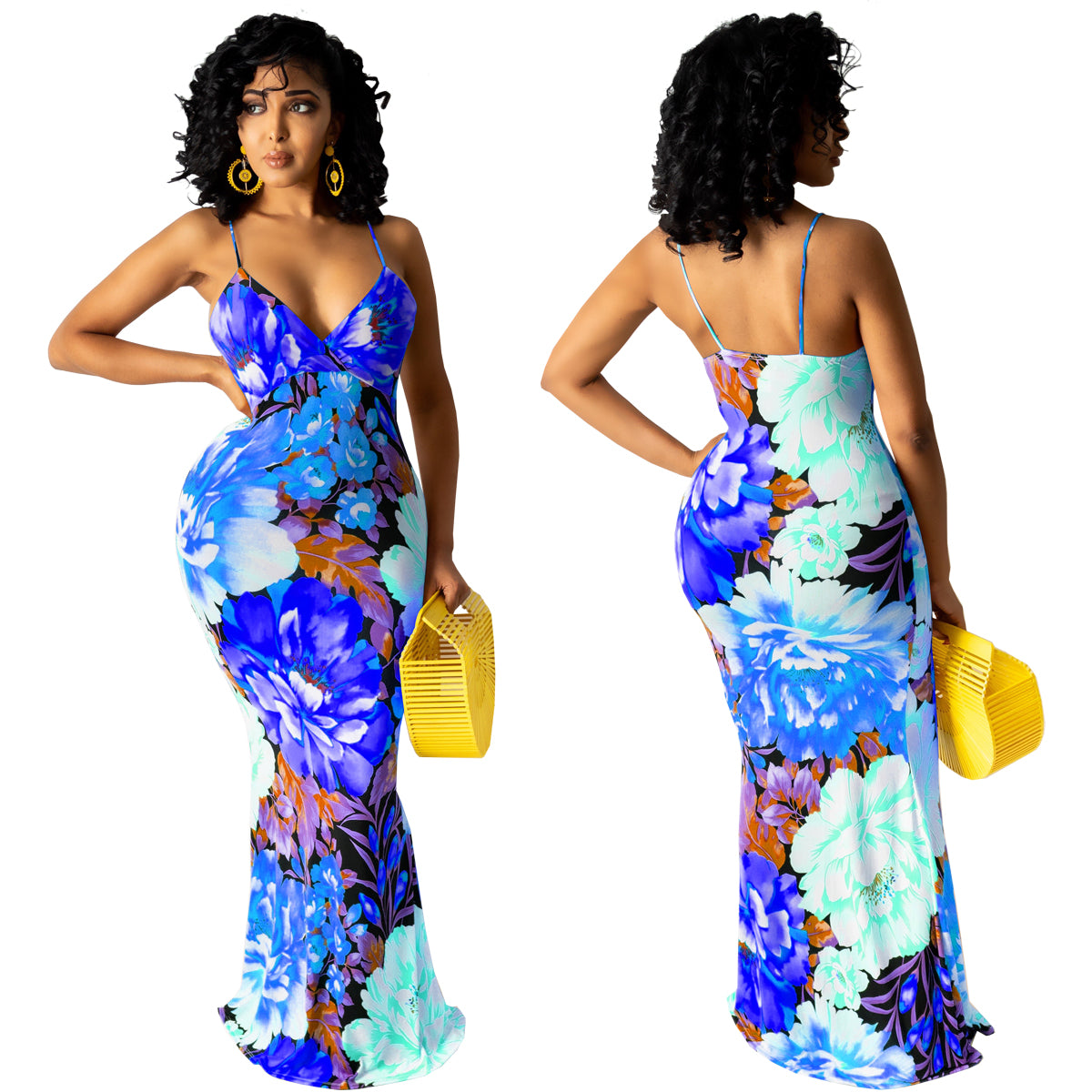 TR Summer Sleeveless Casual Dress Bodycon Floral Printed Sleeveless Summer