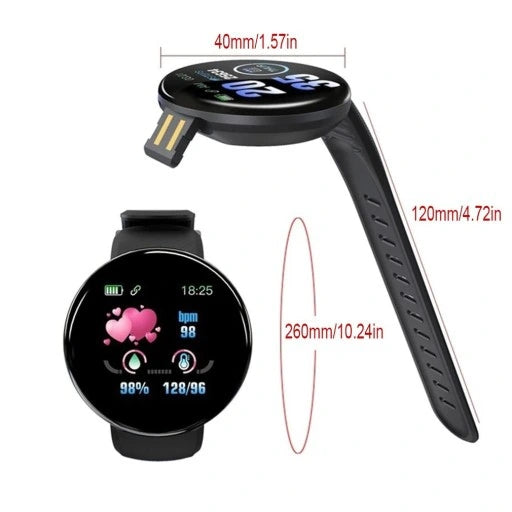 D18 Smart Watch Bluetooth Fitness Tracker Sports HeartRate Waterproof  watch