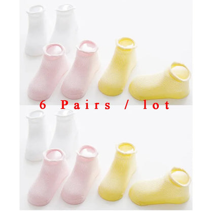 6 Pairs/Lot 0 to 6 Yrs - Low Cut Floor Kid Sock With Rubber Grips Four Season