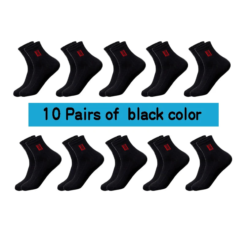10Pairs High Quality Men Socks Cotton Breathable Sweat-Absorbent Black Socks