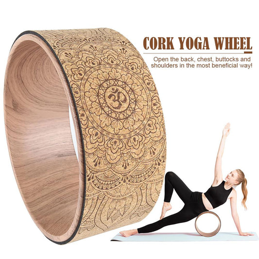 Yoga Wheel Natural Cork Massage Wheel Back Bend Pilates for Yoga Circle
