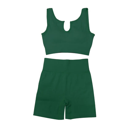 90% Nylon Elastic Sportswear Athletic Workout Set Women Bra Shorts Active Wear