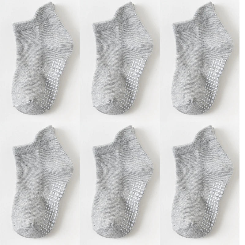 6 Pairs/Lot 0 to 6 Yrs - Low Cut Floor Kid Sock With Rubber Grips Four Season