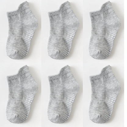 6 Pairs/Lot 0 to 6 Yrs - Low Cut Floor Kid Sock With Rubber Grips Four Season
