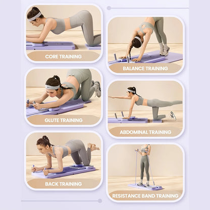 6 in 1 Multi-Purpose Foldable Pilates Reformer Board Set With Timer for home