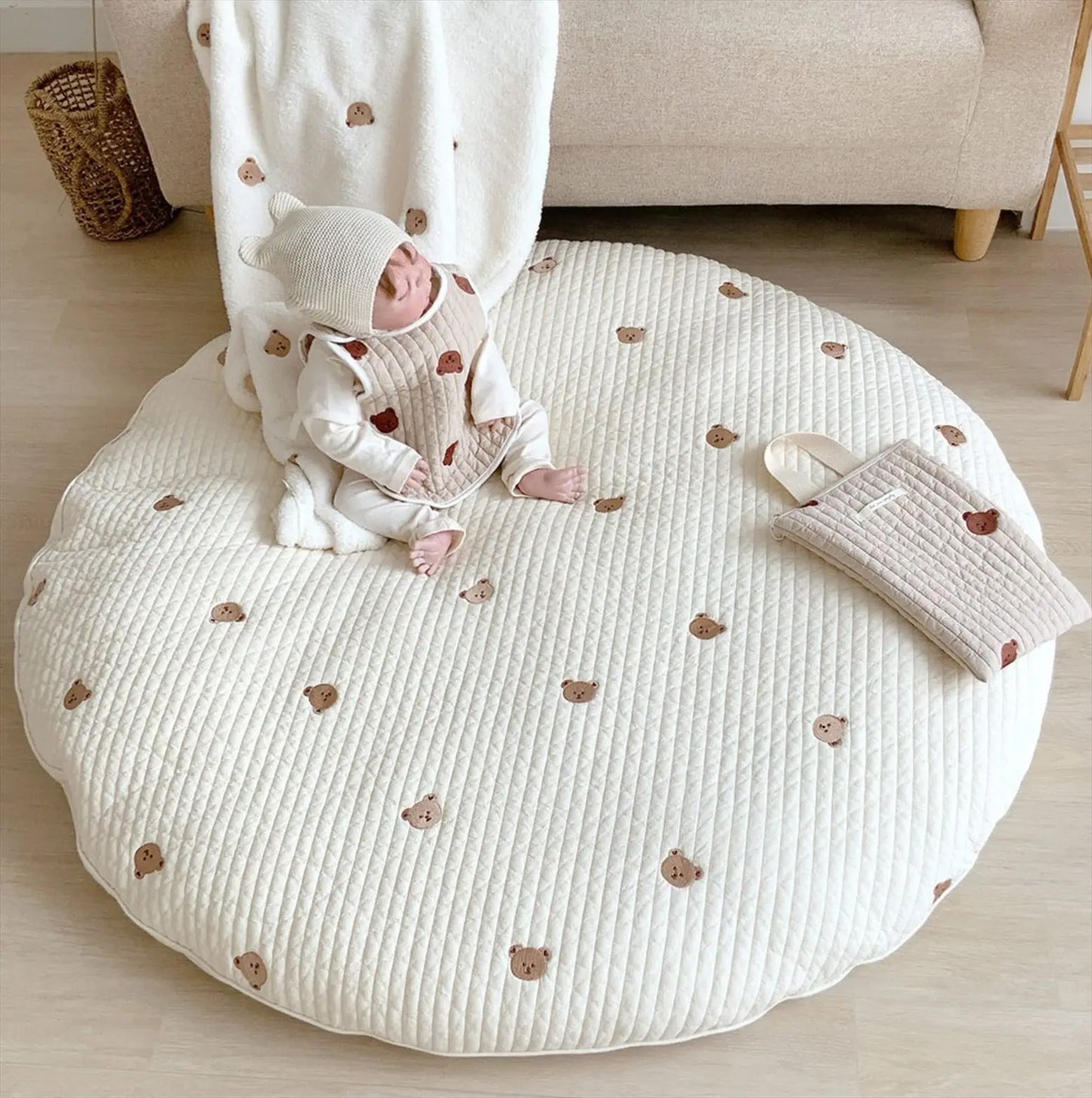 Customized 100% Cotton Washable Padded Baby Play Floor Mat Infant 3cm thick