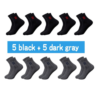10Pairs High Quality Men Socks Cotton Breathable Sweat-Absorbent Black Socks