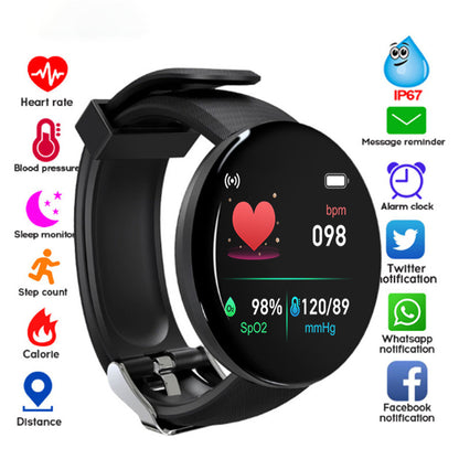D18 Smart Watch Bluetooth Fitness Tracker Sports HeartRate Waterproof  watch