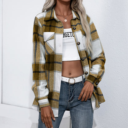 Long Shirts Button Down Plaid Blouse