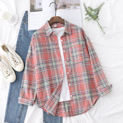 Ladies Tops Exquisite Designer Style Loose Cotton Long Sleeve Blouse