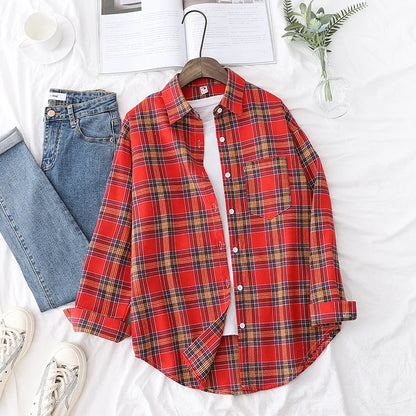 Ladies Tops Exquisite Designer Style Loose Cotton Long Sleeve Blouse