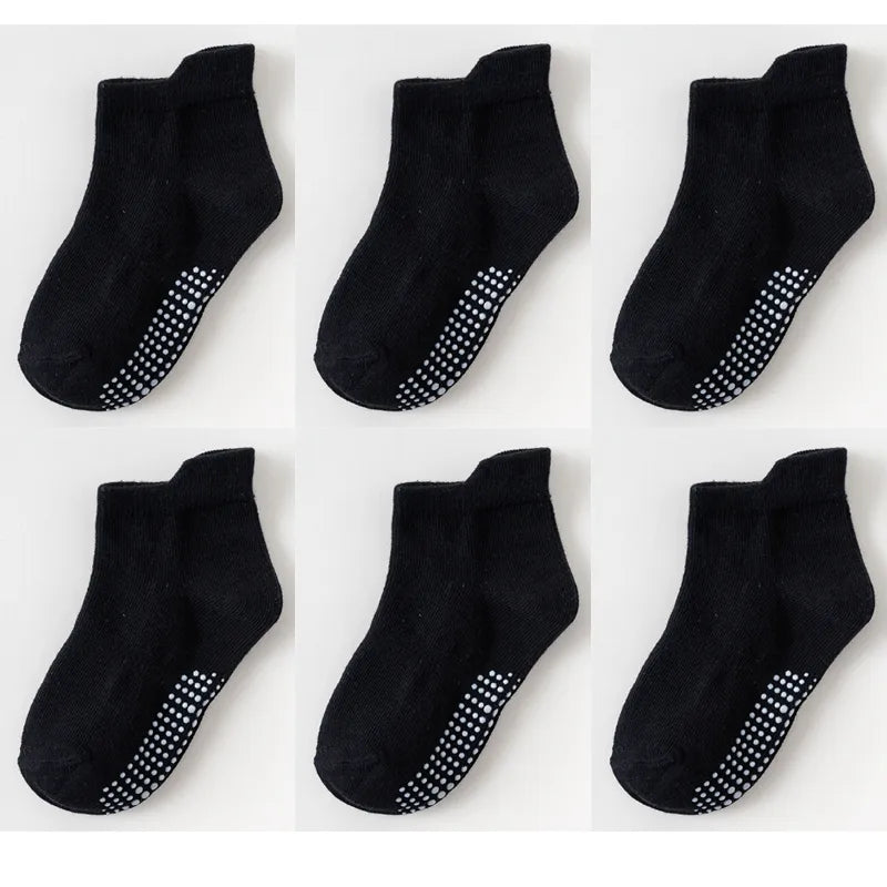6 Pairs/Lot 0 to 6 Yrs - Low Cut Floor Kid Sock With Rubber Grips Four Season