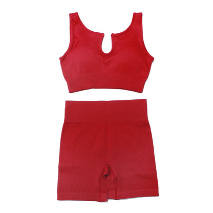 90% Nylon Elastic Sportswear Athletic Workout Set Women Bra Shorts Active Wear