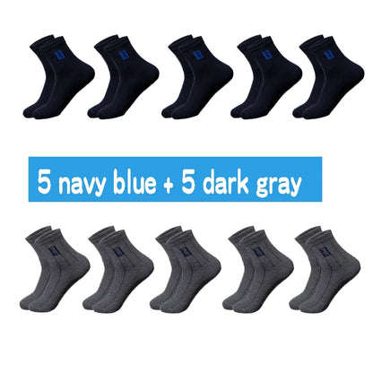 10Pairs High Quality Men Socks Cotton Breathable Sweat-Absorbent Black Socks