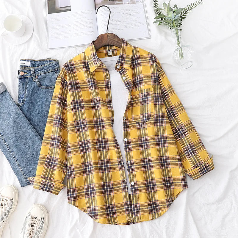 Ladies Tops Exquisite Designer Style Loose Cotton Long Sleeve Blouse