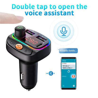 New Colorful Atmosphere Light Car Charger Multifunction Fm Bluetooth Transmitter