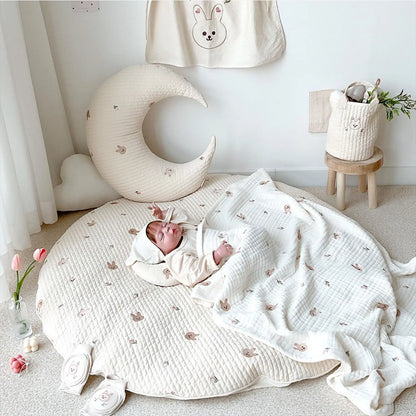 Customized 100% Cotton Washable Padded Baby Play Floor Mat Infant 3cm thick