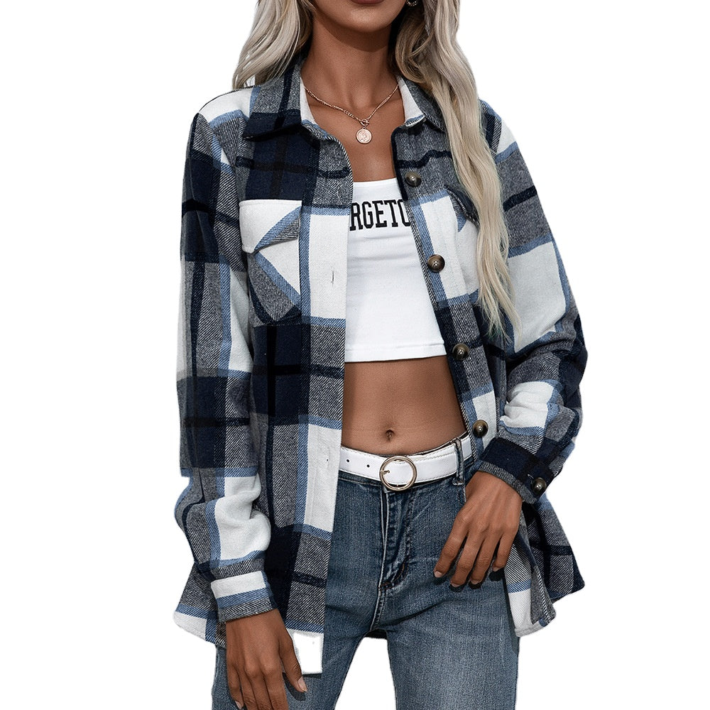 Long Shirts Button Down Plaid Blouse