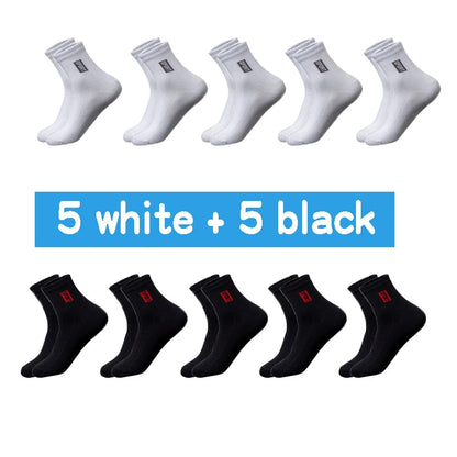 10Pairs High Quality Men Socks Cotton Breathable Sweat-Absorbent Black Socks