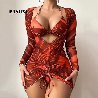 PASUXI Wholesale Three Pieces Swimwear Bathing Suit Women Beachwear Bikini