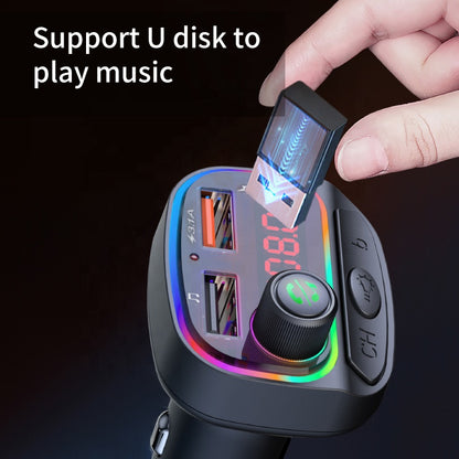 New Colorful Atmosphere Light Car Charger Multifunction Fm Bluetooth Transmitter