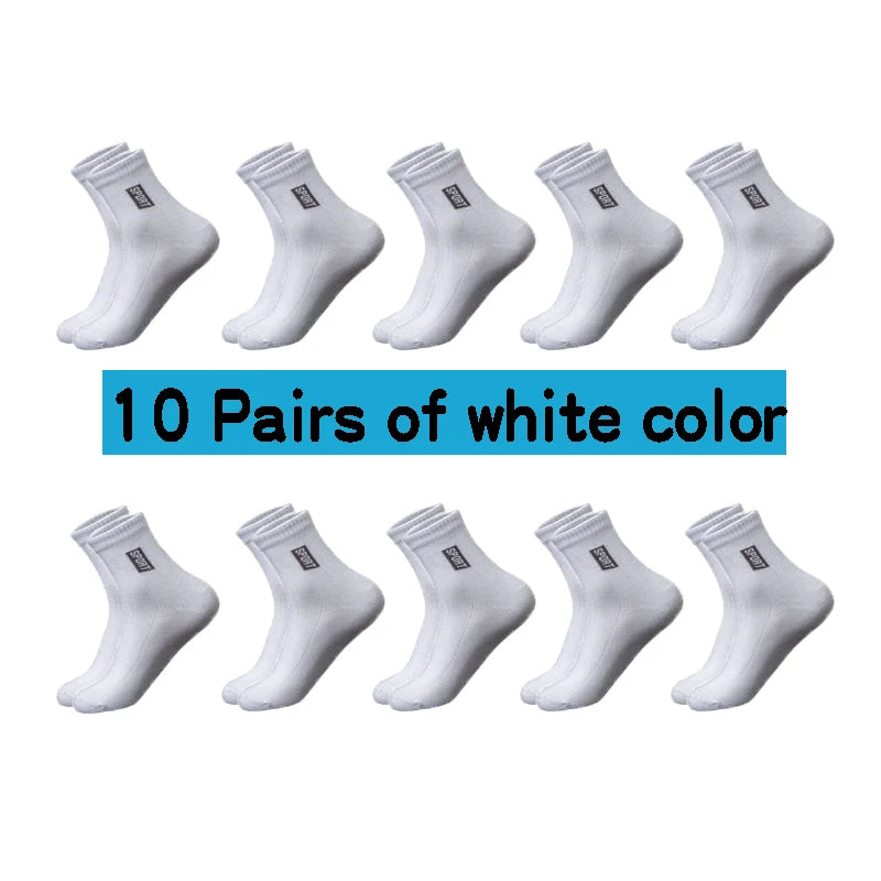 10Pairs High Quality Men Socks Cotton Breathable Sweat-Absorbent Black Socks